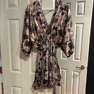 VICI Floral V-Neck Dress with Ruffle Hem